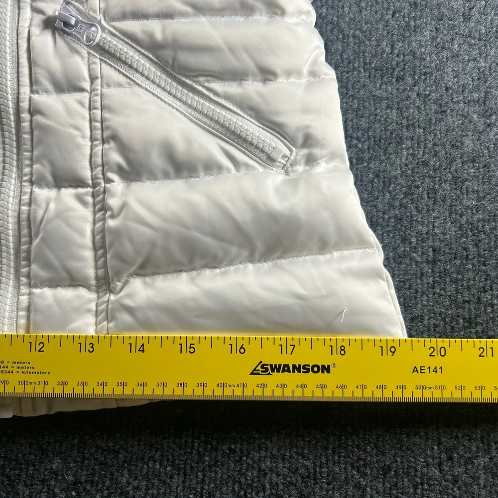 Blanc Noir Puffer Vest Womens Medium White Softshell Quilted Down Asymmetric Zip - Picture 6 of 15